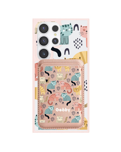 Android Magnetic Wallet Case - Rainbow Meow