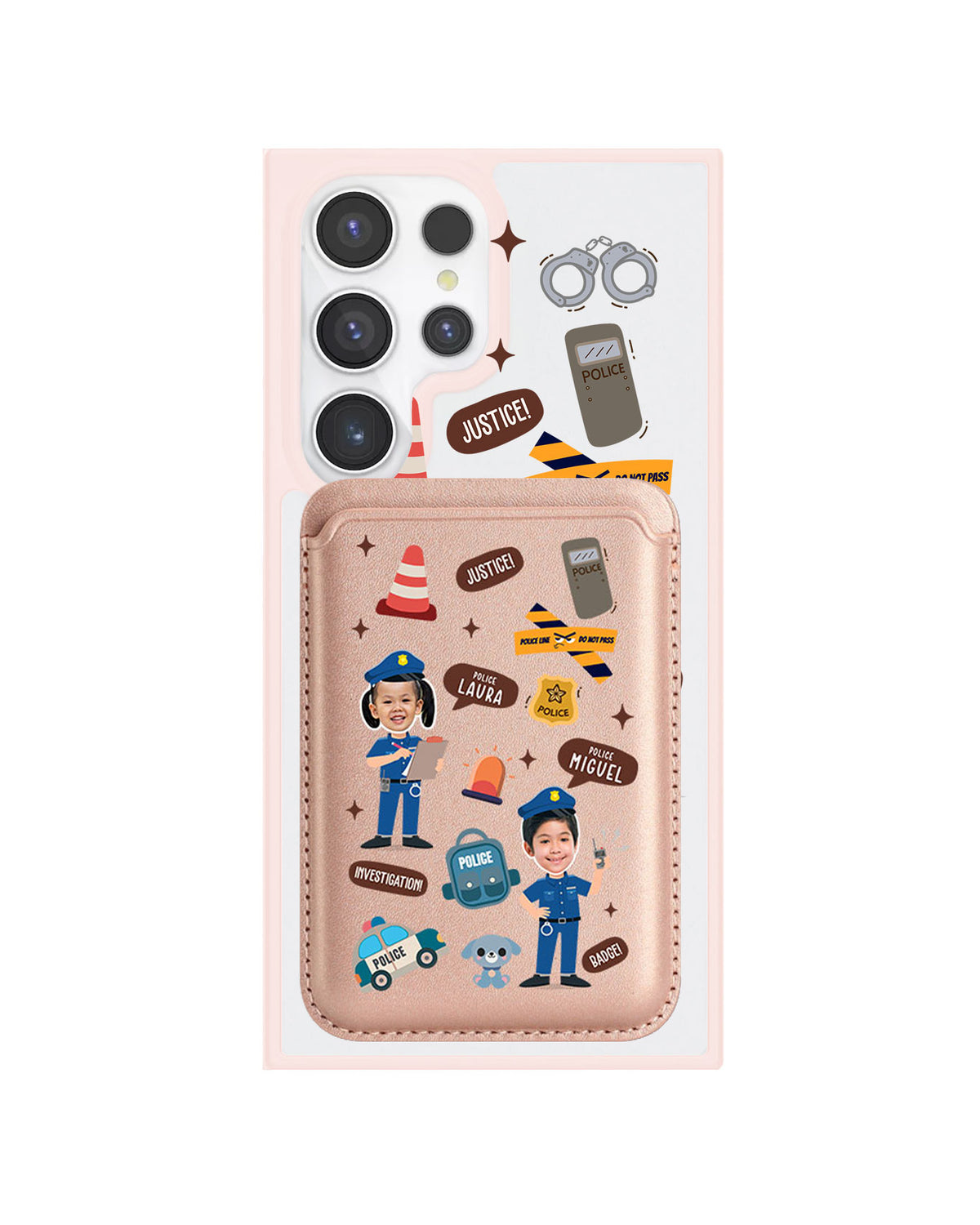 Android Magnetic Wallet Case - Face Grid Dream Police