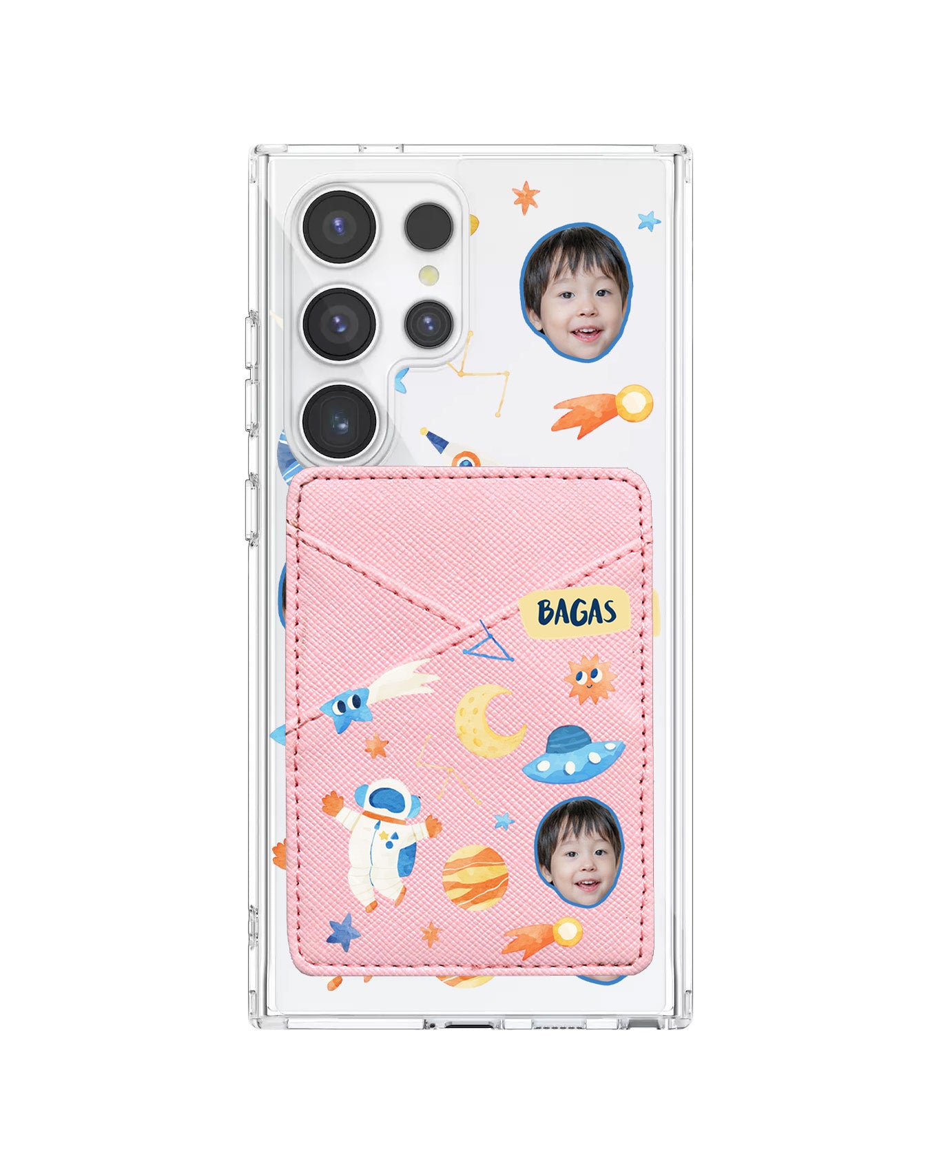 Android Phone Wallet Case - Face Grid Astronout