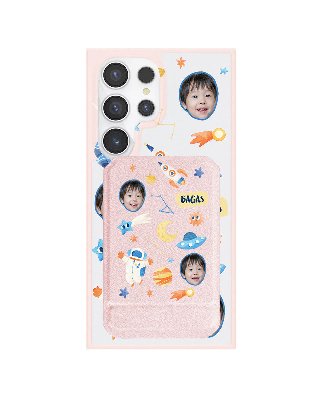 Android Magnetic Multifold Wallet - Face Grid Astronout