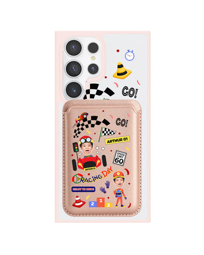 Android Magnetic Wallet Case - Face Grid Dream Racer