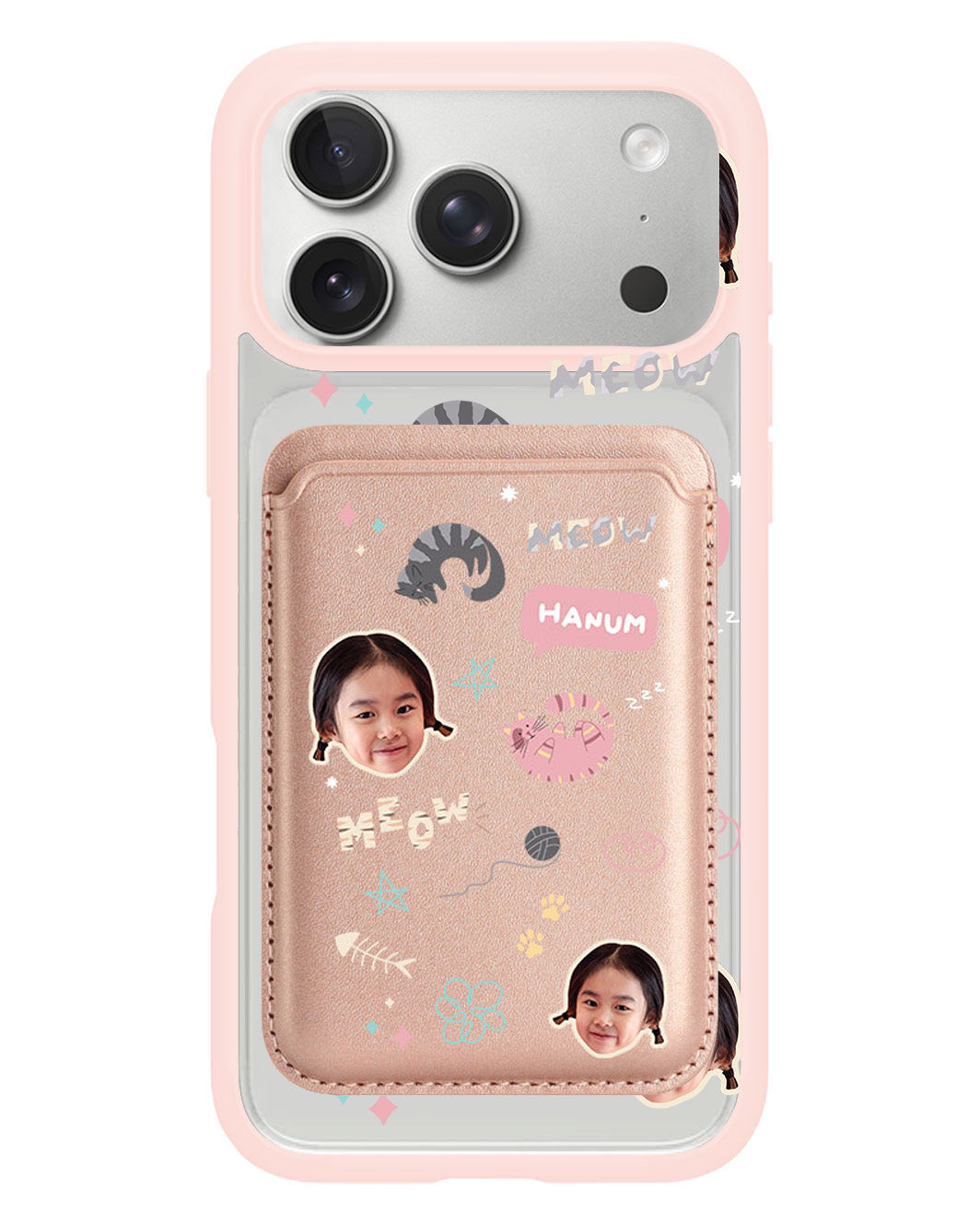 iPhone Magnetic Wallet Case - Face Grid Kitty
