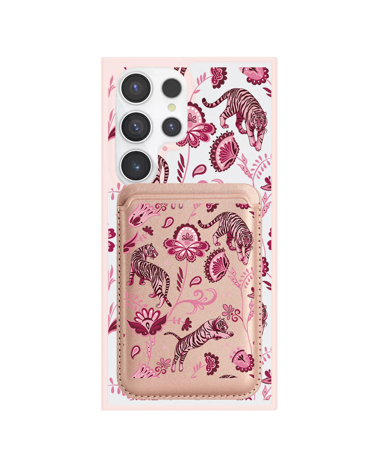 Android Magnetic Wallet Case - Tiger & Floral 2.0