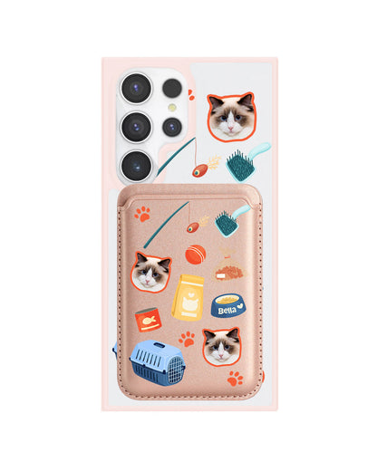 Android Magnetic Wallet Case - Pet Grid Kitty Adventures