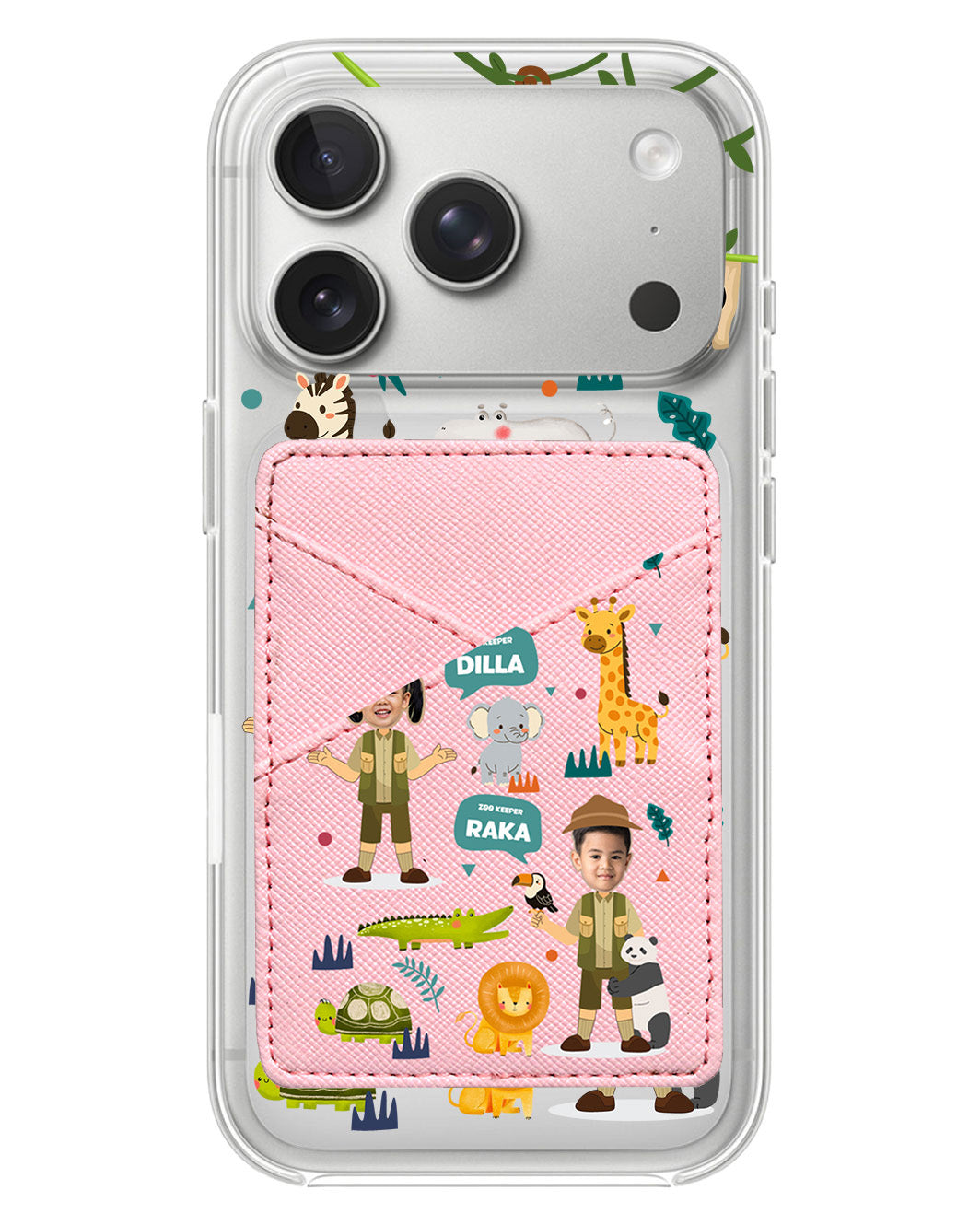 iPhone Phone Wallet Case - Face Grid Dream Zoo Keeper
