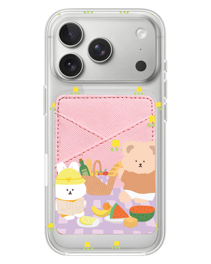 iPhone Phone Wallet Case - Picnic Bear Lilac