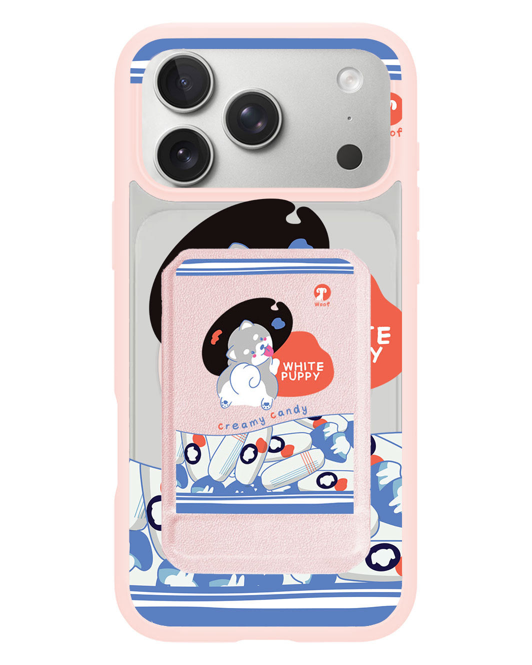 iPhone Magnetic Multifold Wallet - White Puppy