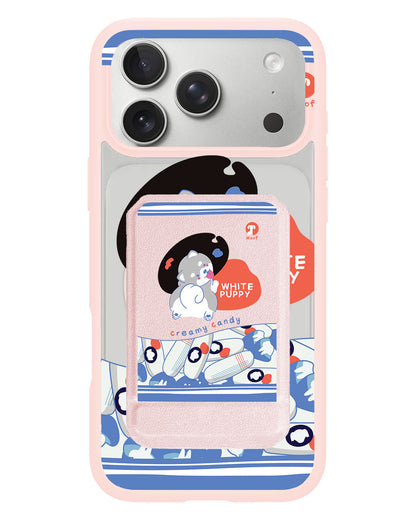 iPhone Magnetic Multifold Wallet - White Puppy
