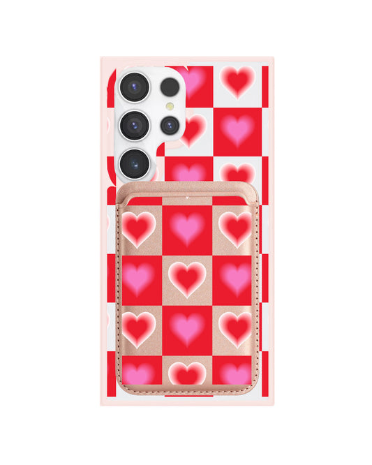 Android Magnetic Wallet Case - Love Checkered