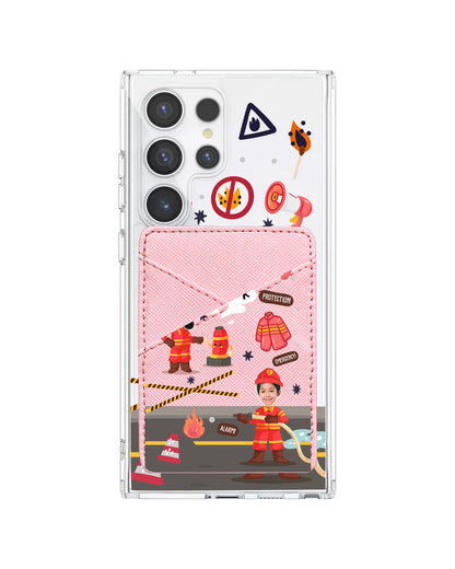 Android Phone Wallet Case - Face Grid Dream Firefighter
