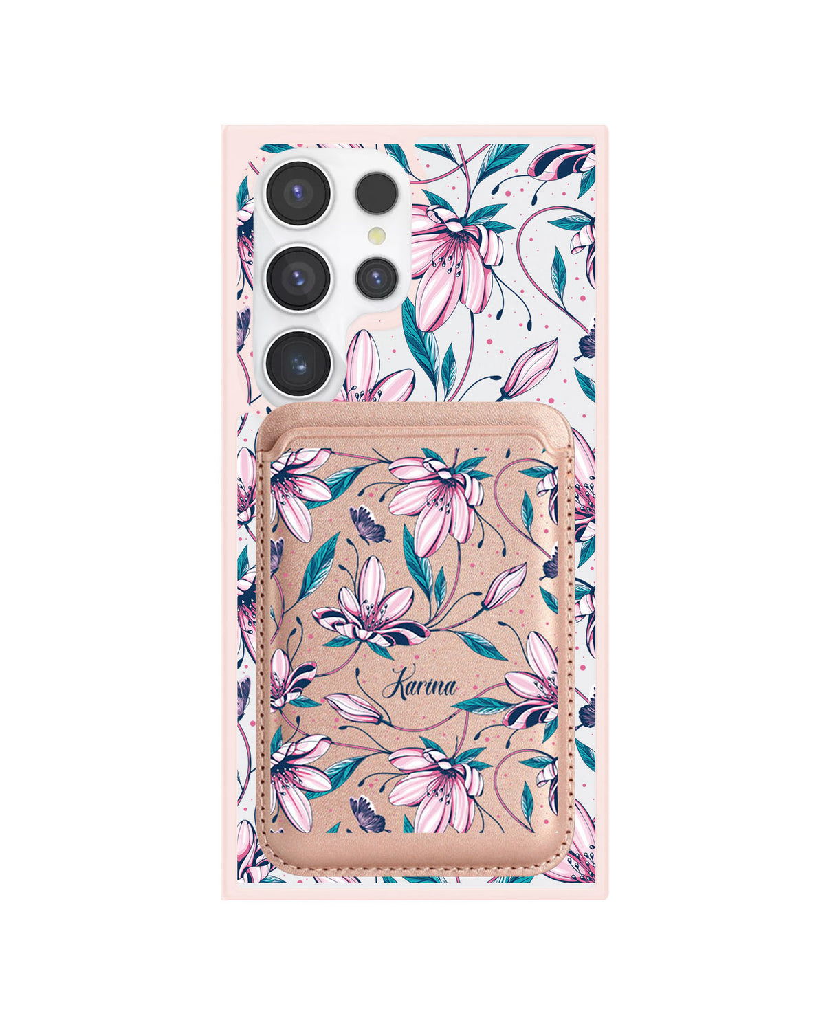 Android Magnetic Wallet Case - Pink Tulip