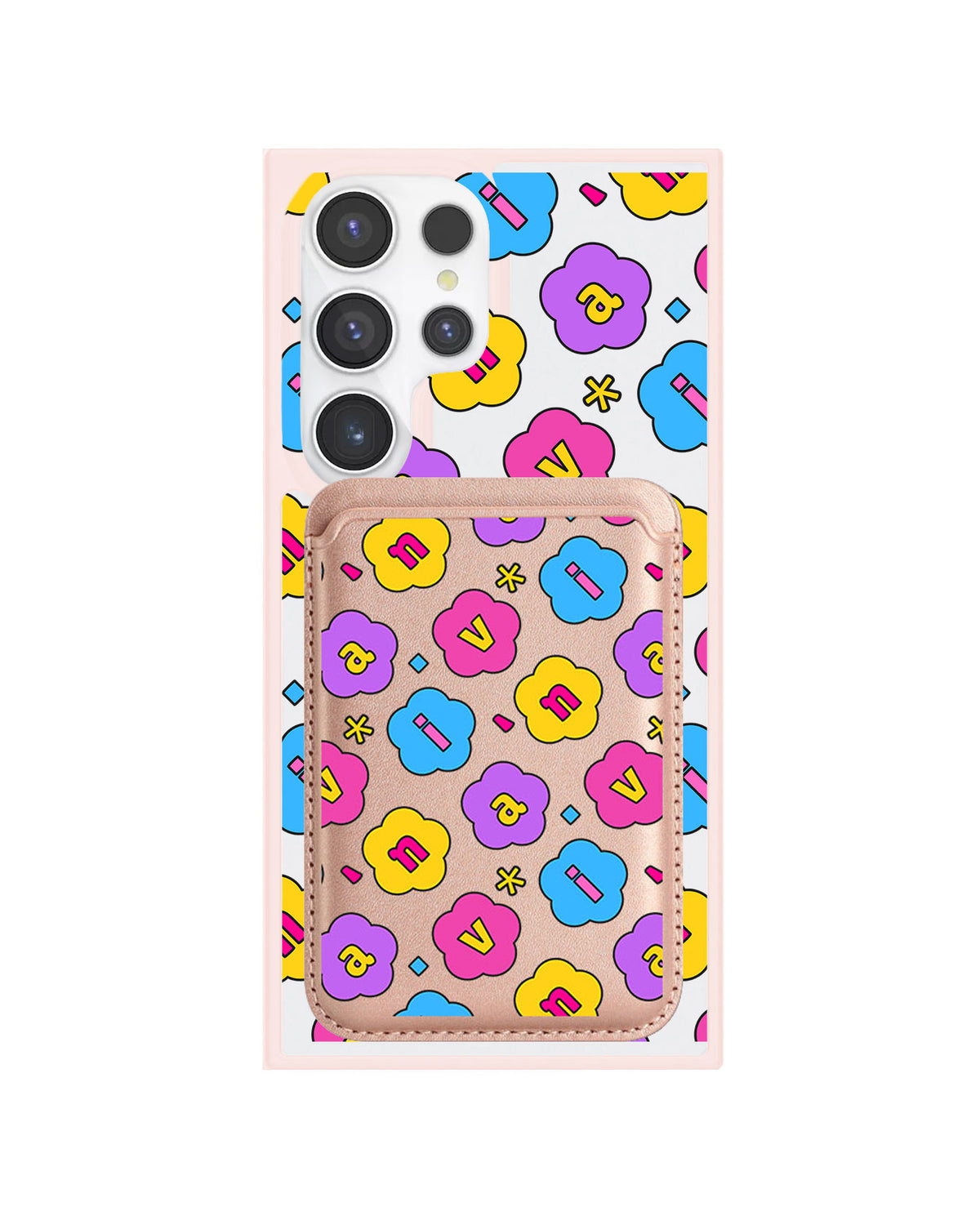 Android Magnetic Wallet Case - Flower Petals Monogram 4.0