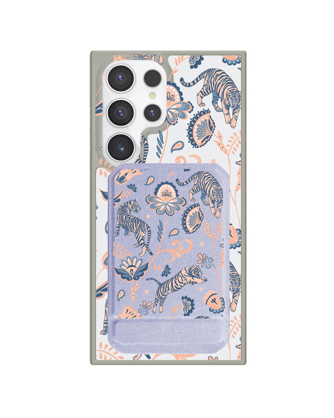 Android Magnetic Multifold Wallet - Tiger & Floral 5.0