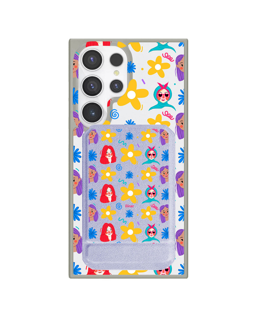 Android Magnetic Multifold Wallet - Daisy Faces