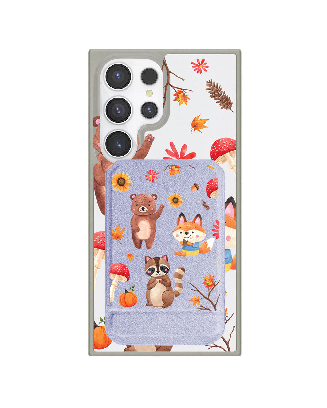 Android Magnetic Multifold Wallet - Autumn animals