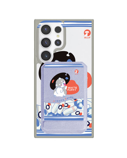 Android Magnetic Multifold Wallet - White Puppy