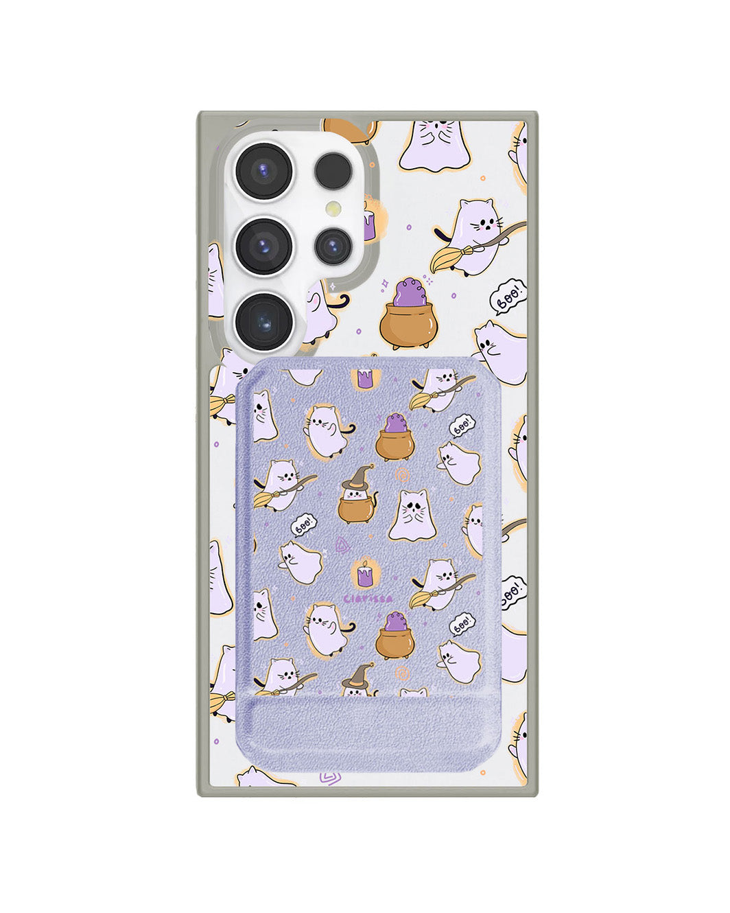 Android Magnetic Multifold Wallet - Spooky Cat