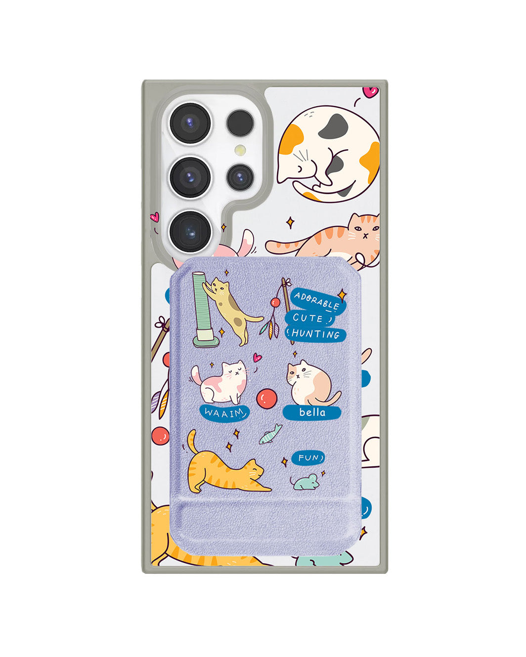 Android Magnetic Multifold Wallet - Playful Cat 2.0