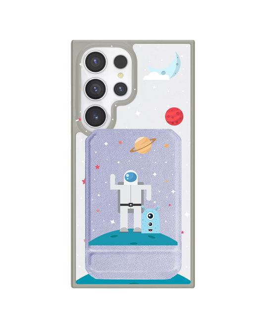 Android Magnetic Multifold Wallet - Blue Alien