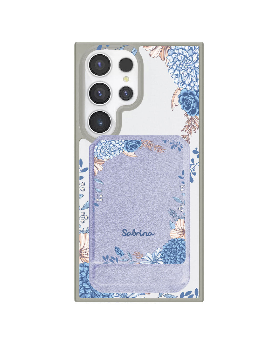 Android Magnetic Multifold Wallet - Blue Florals