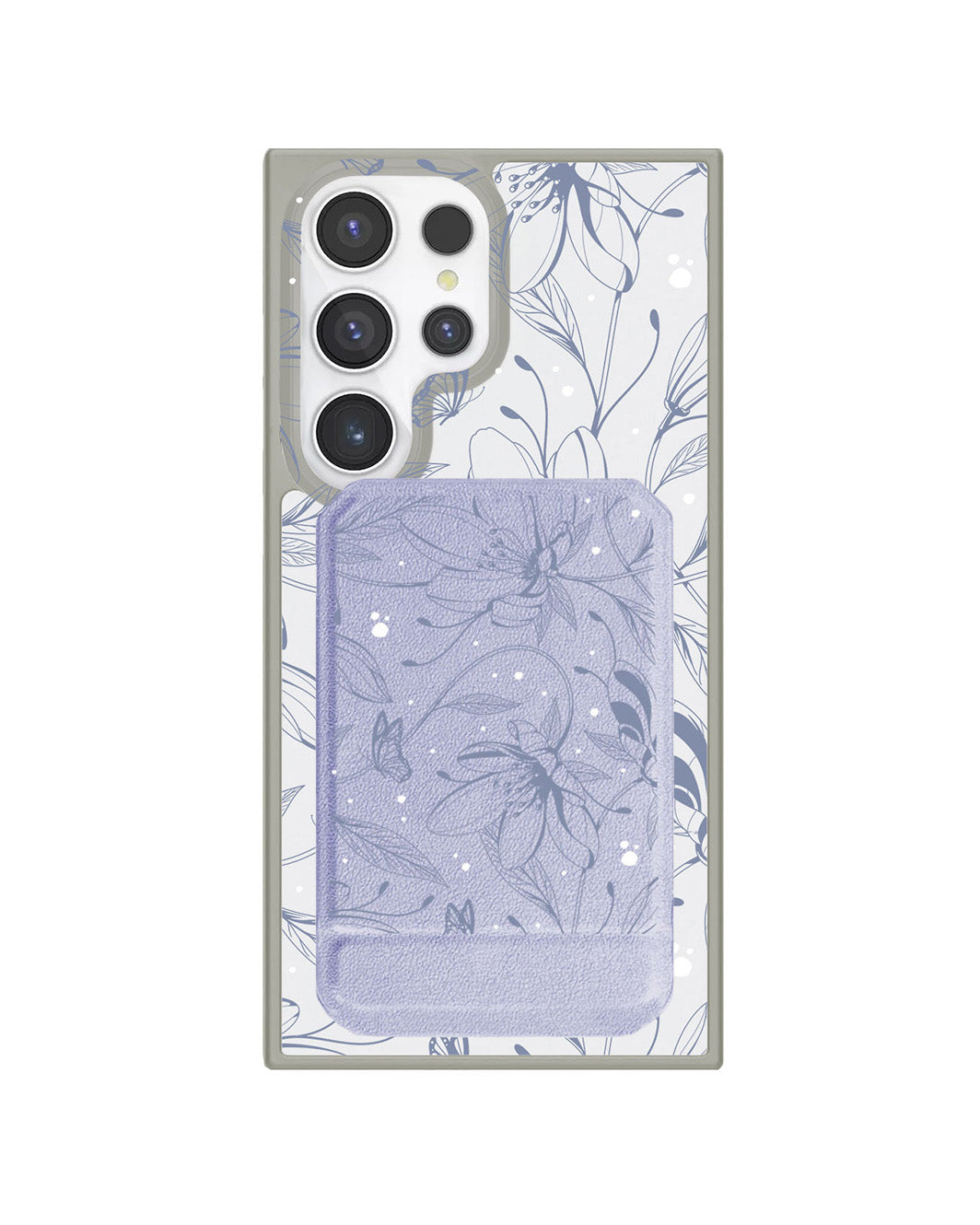 Android Magnetic Multifold Wallet - Sketchy Flower & Butterfly 2.0