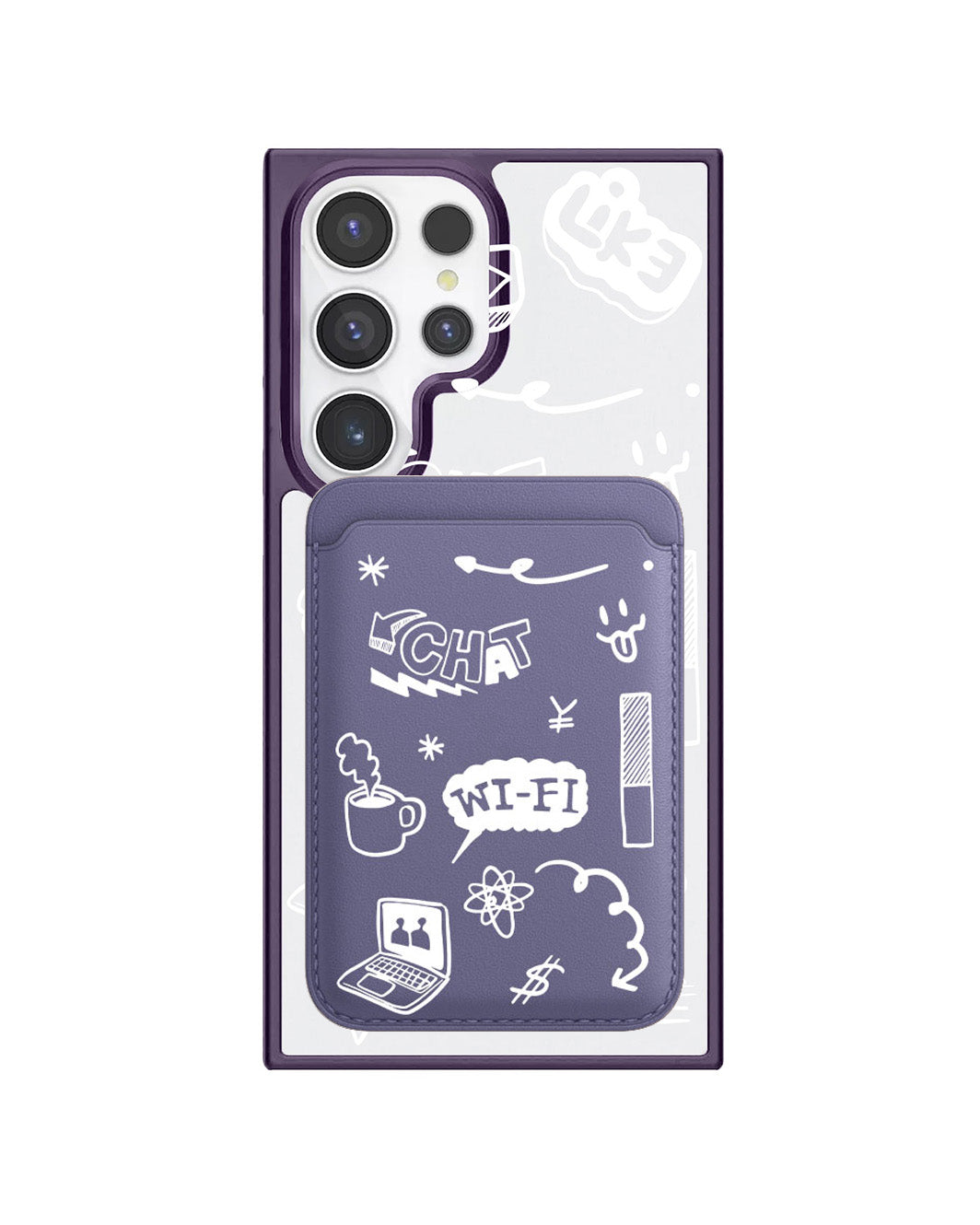 Android Magnetic Wallet Case - Social White