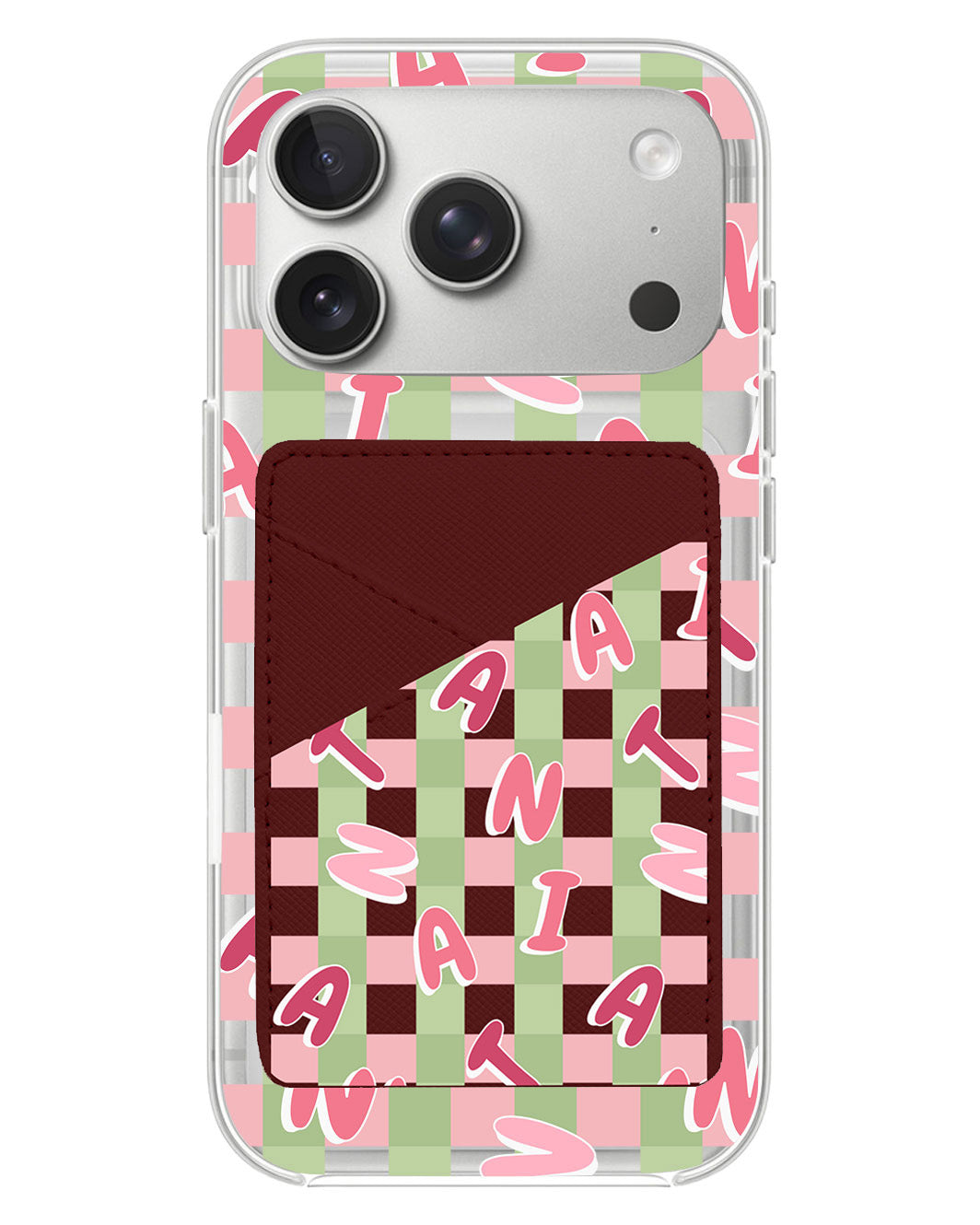 iPhone Phone Wallet Case - Checkered Monogram 4.0