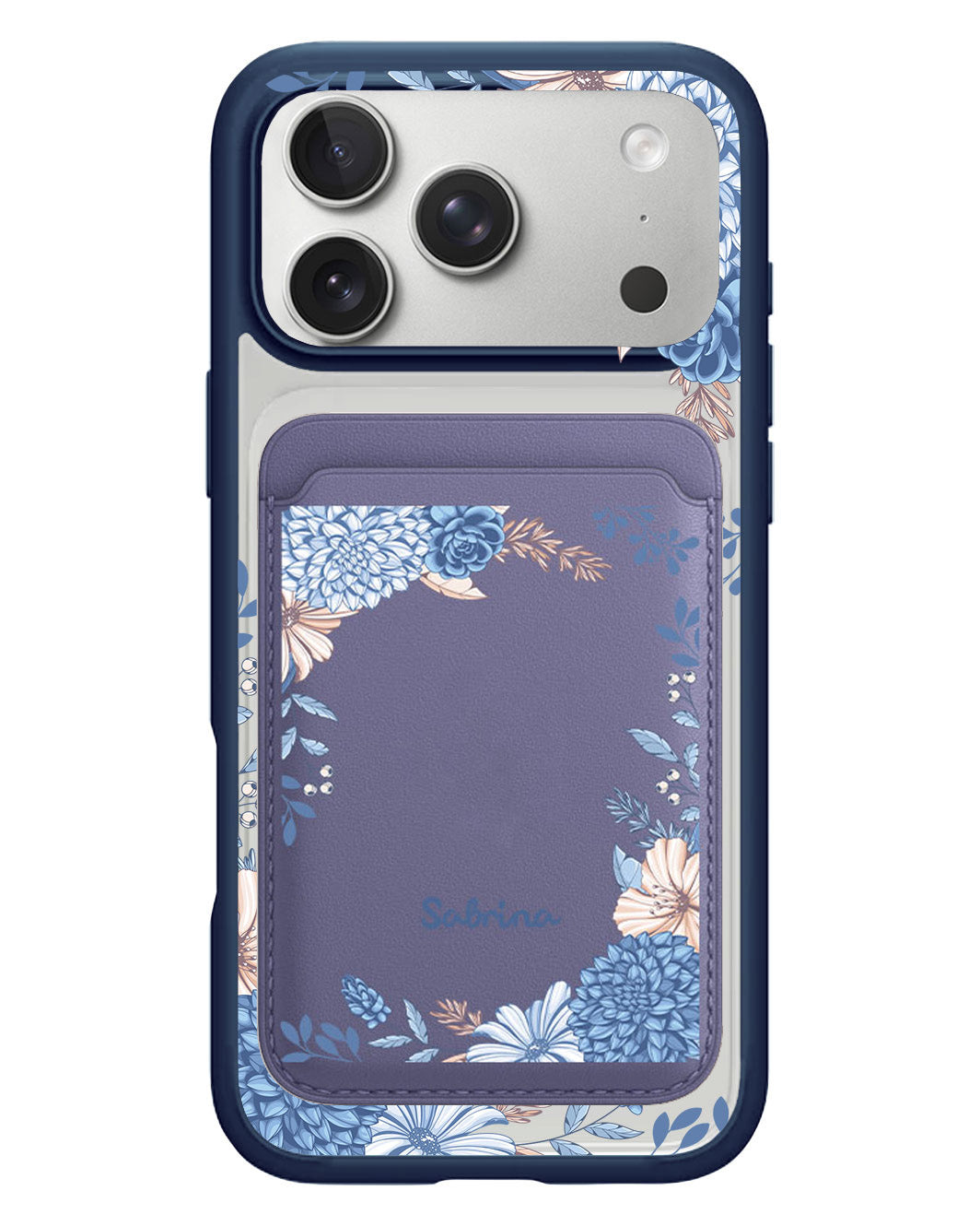 iPhone Magnetic Wallet Case - Blue Florals