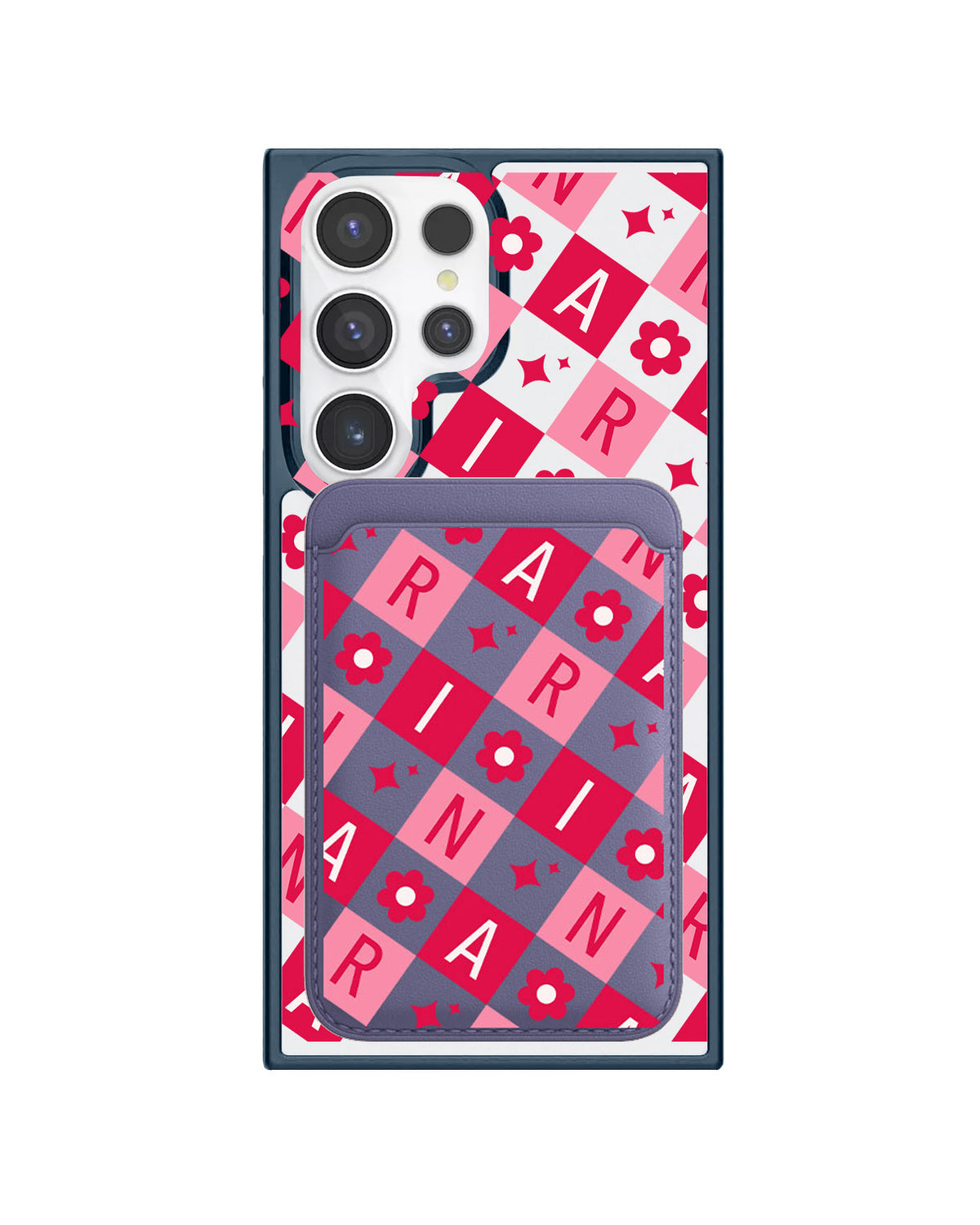 Android Magnetic Wallet Case - Flower Grid Monogram 1.0