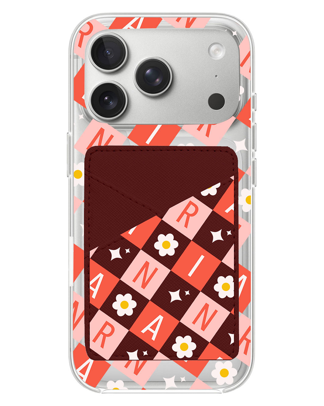 iPhone Phone Wallet Case - Flower Grid Monogram 2.0