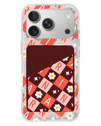 iPhone Phone Wallet Case - Flower Grid Monogram 2.0