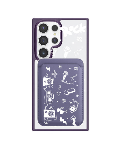 Android Magnetic Wallet Case - Rock N Roll White