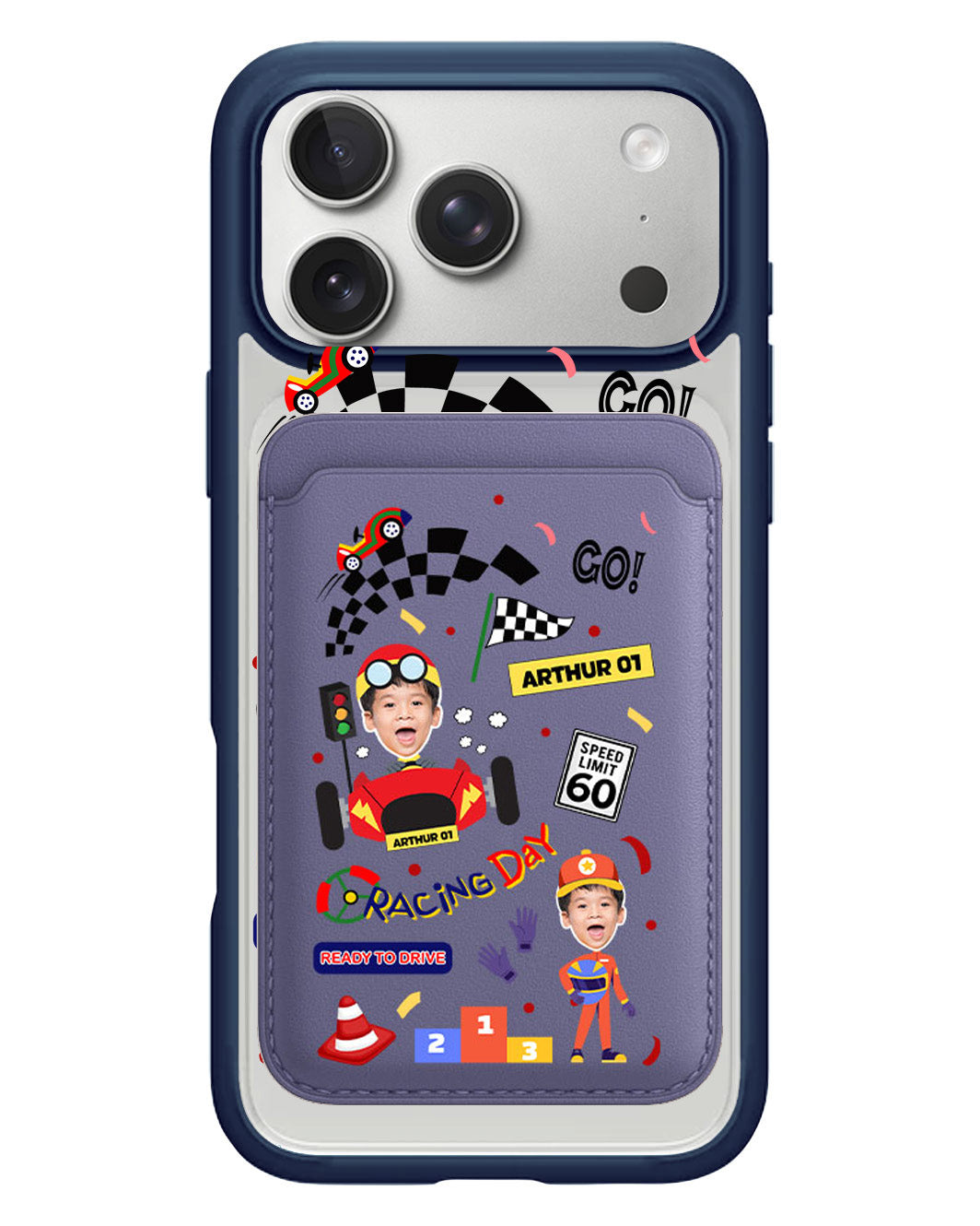 iPhone Magnetic Wallet Case - Face Grid Dream Racer