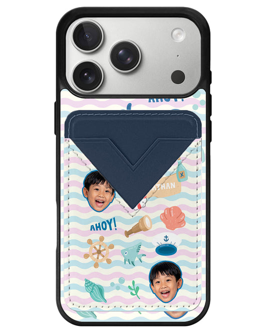 iPhone Avant Wallet Case - Face Grid Sailor