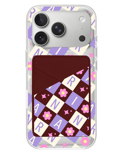 iPhone Phone Wallet Case - Flower Grid Monogram 3.0