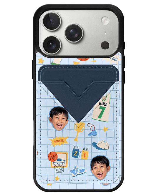 iPhone Avant Wallet Case - Face Grid Basketball