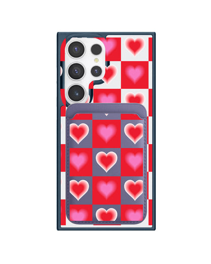 Android Magnetic Wallet Case - Love Checkered