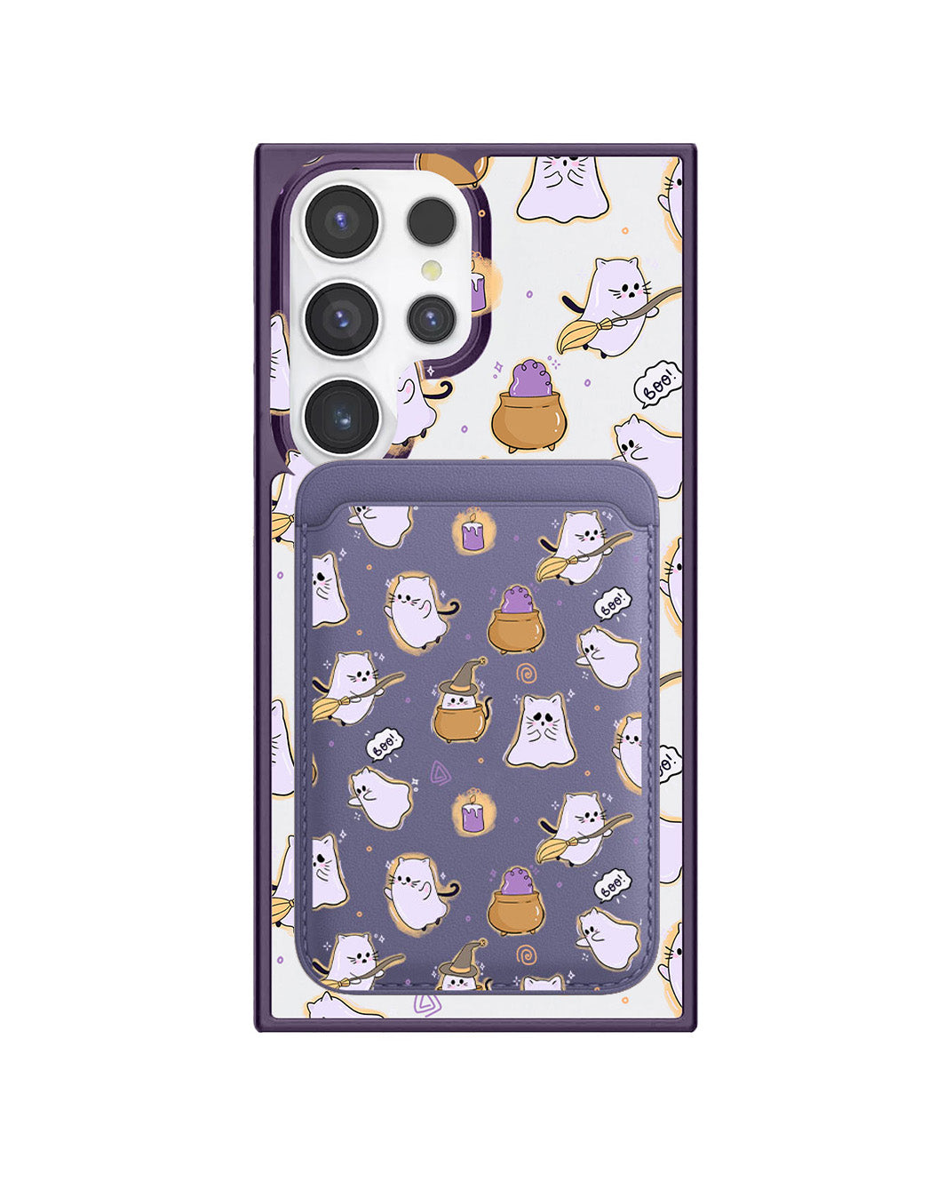 Android Magnetic Wallet Case - Spooky Cat