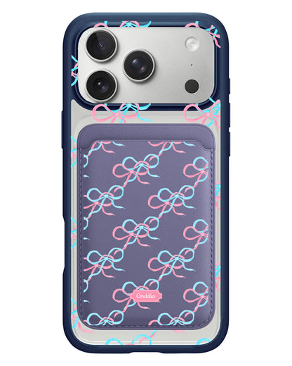 iPhone Magnetic Wallet Case - Coquette Pink & Blue Bow