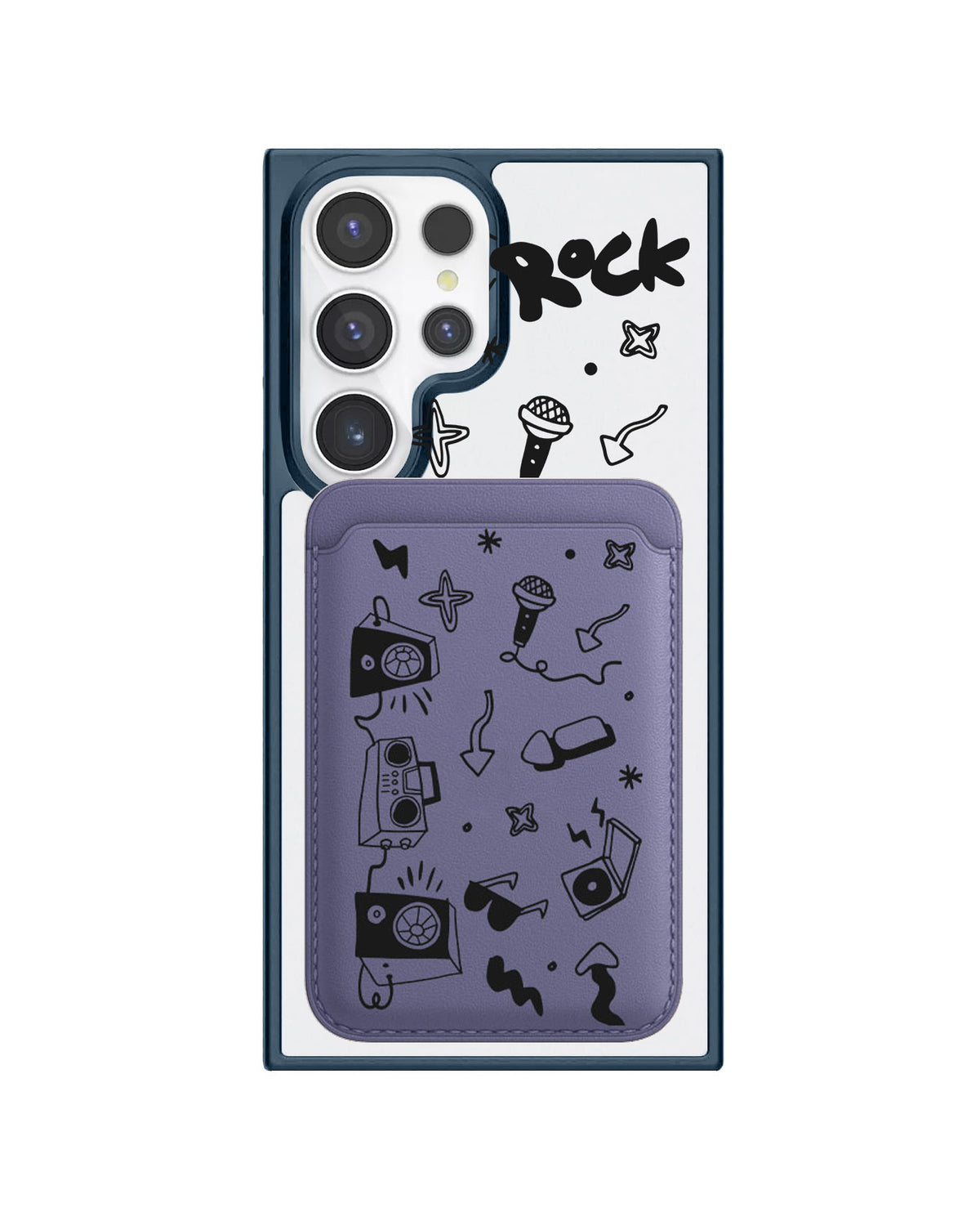 Android Magnetic Wallet Case - Rock N Roll Black