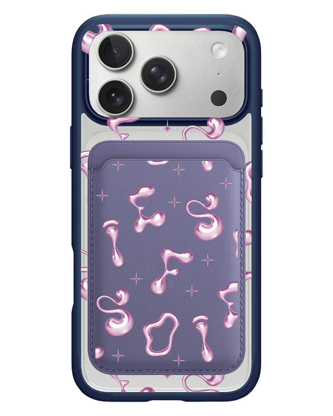 iPhone Magnetic Wallet Case - Pink Chrome Monogram