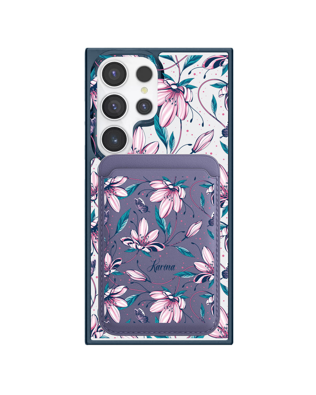 Android Magnetic Wallet Case - Pink Tulip