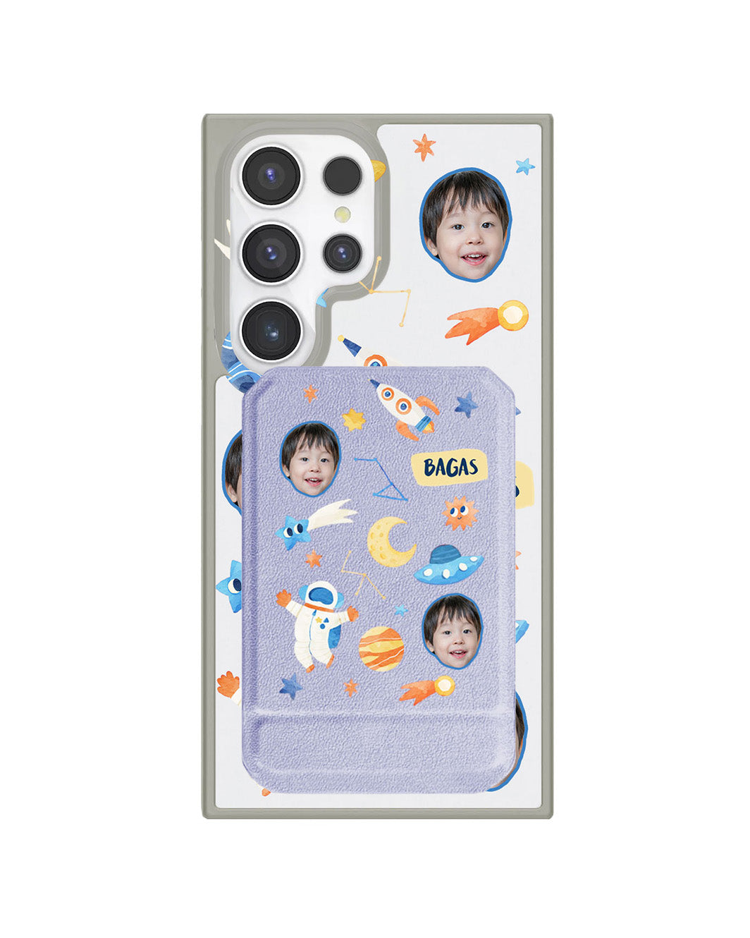 Android Magnetic Multifold Wallet - Face Grid Astronout