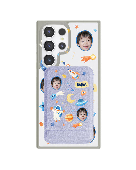 Android Magnetic Multifold Wallet - Face Grid Astronout