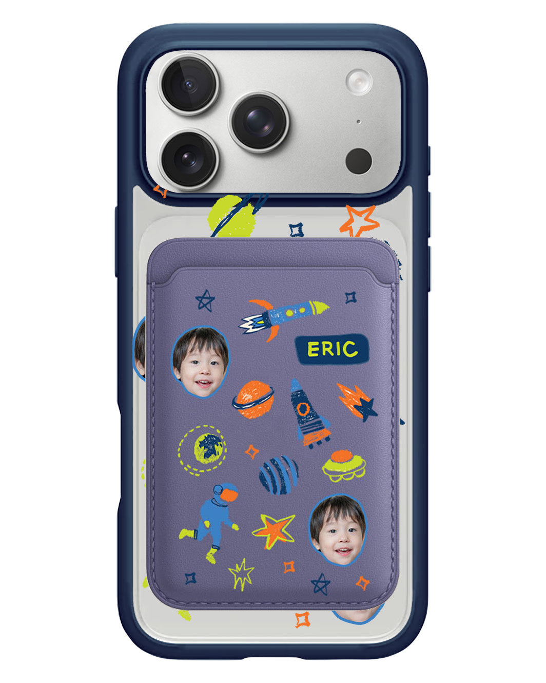 iPhone Magnetic Wallet Case - Face Grid Galaxy