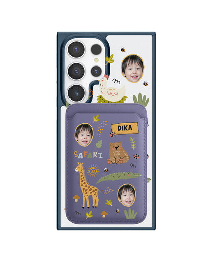 Android Magnetic Wallet Case - Face Grid Safari