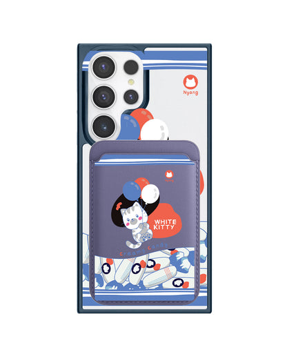 Android Magnetic Wallet Case - White Kitty
