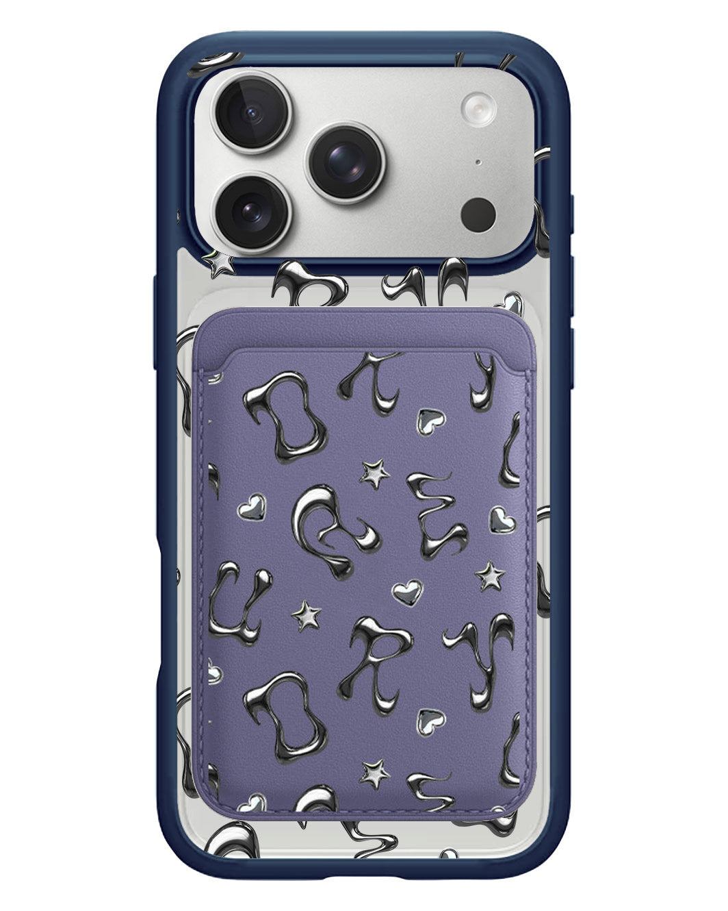 iPhone Magnetic Wallet Case - Chrome Monogram 2.0