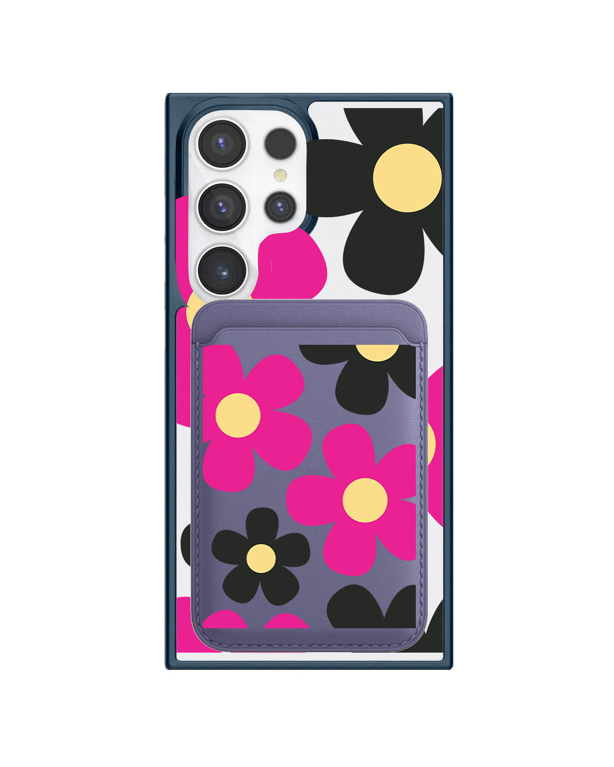 Android Magnetic Wallet Case - Daisy Hot Pink