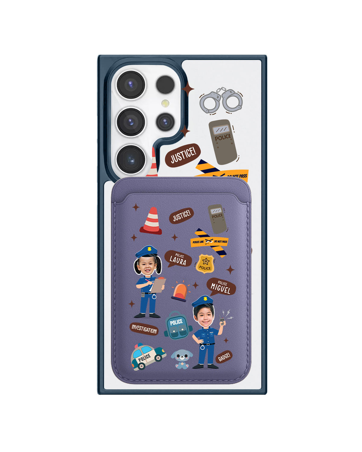 Android Magnetic Wallet Case - Face Grid Dream Police
